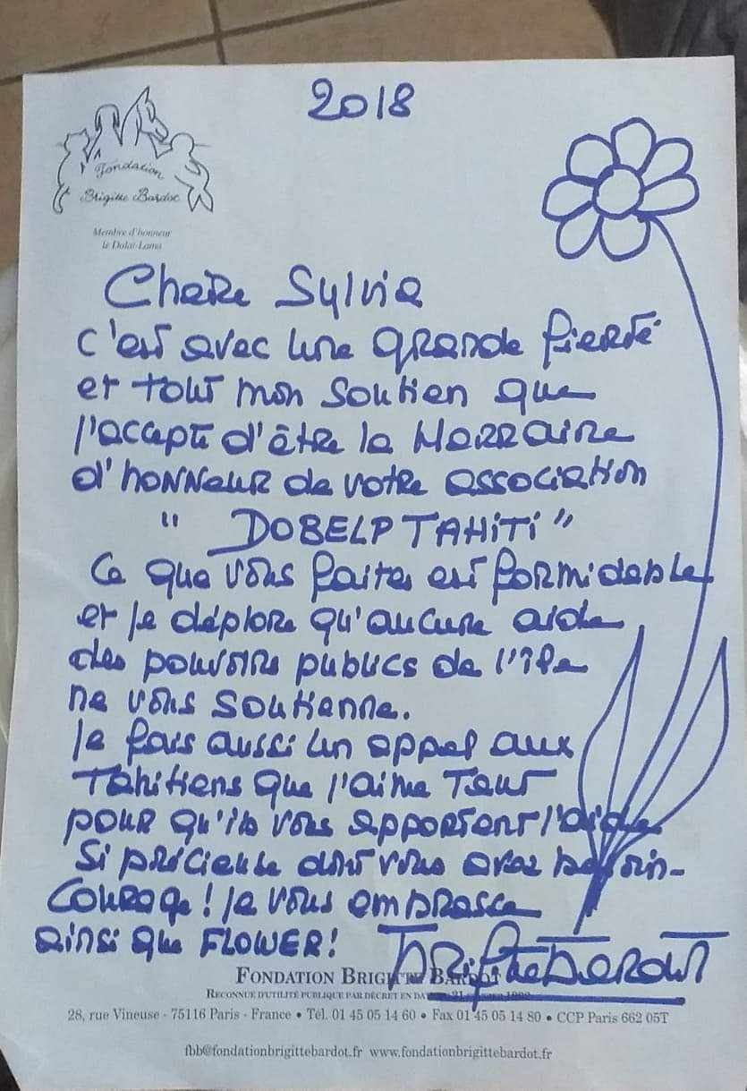Lettre Brigitte Bardot